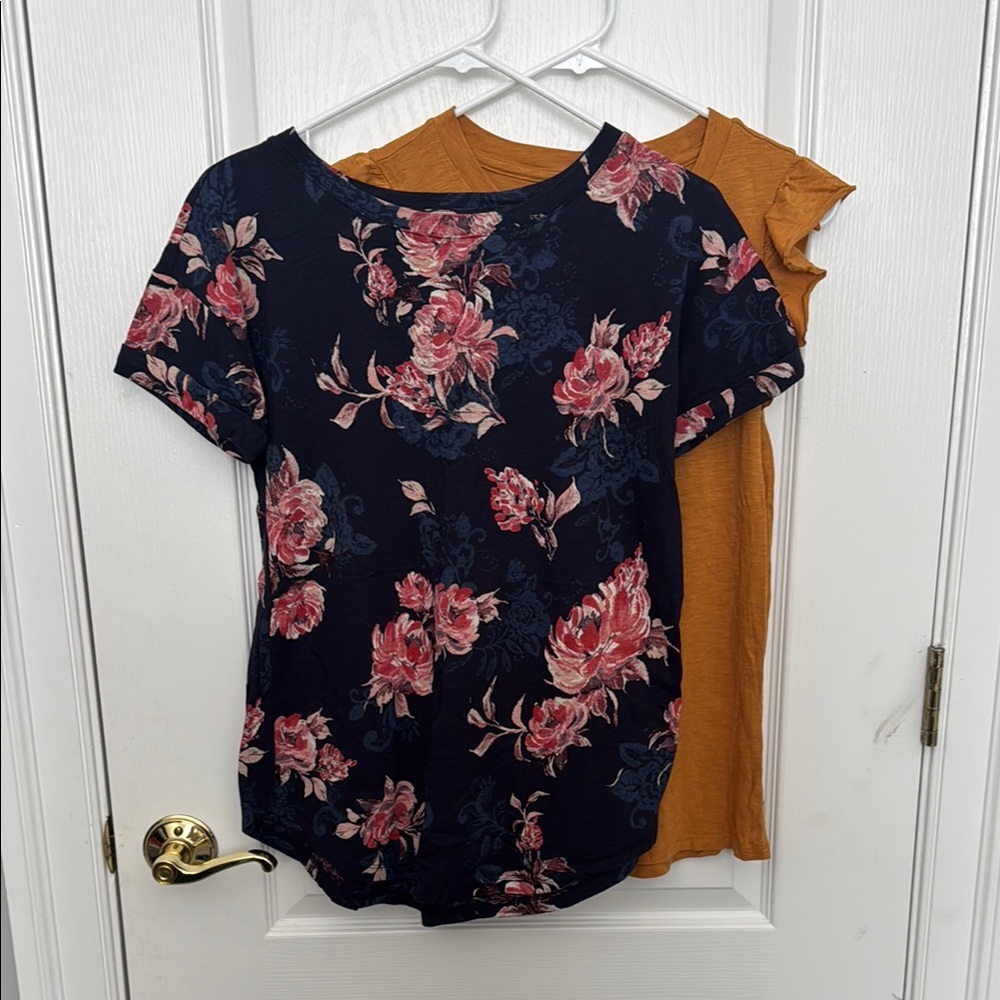 Maurices Blue Floral Blouse with Scoop Neckline
